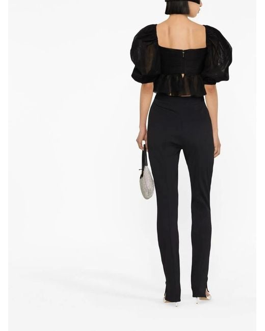 Anouki Black High-Waisted Slit-Detail Trousers