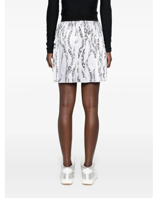 Versace Jeans Couture Black Pleated Chain Couture Print Skirt