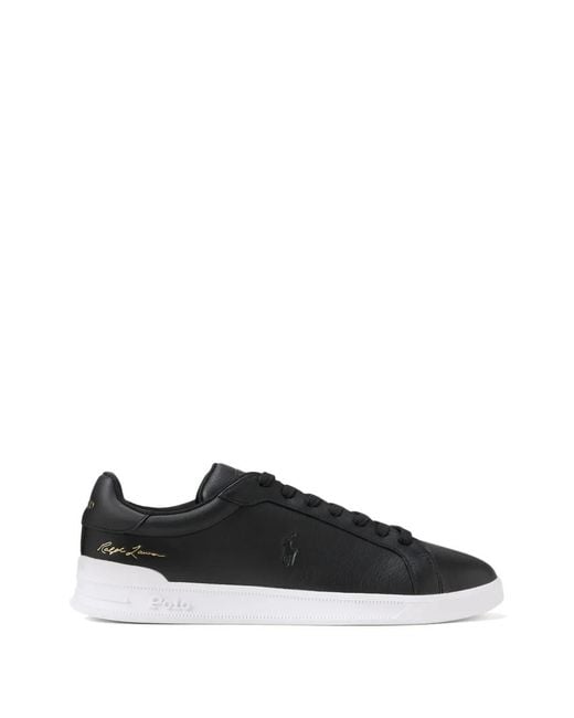 Polo Ralph Lauren Black Heritage Court Ii Leather Trainer for men