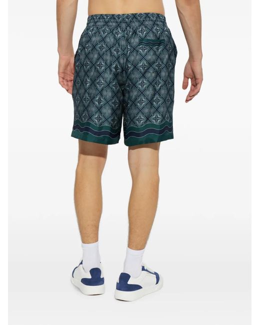 Casablanca Blue Radiating Monogram Silk Deck Shorts for men