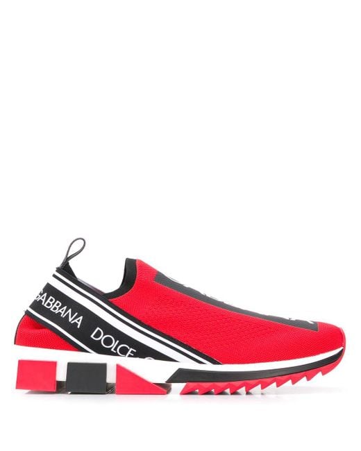 Dolce & Gabbana Red Sorrento Bassa Maglina Tech Knit Sneakers for men
