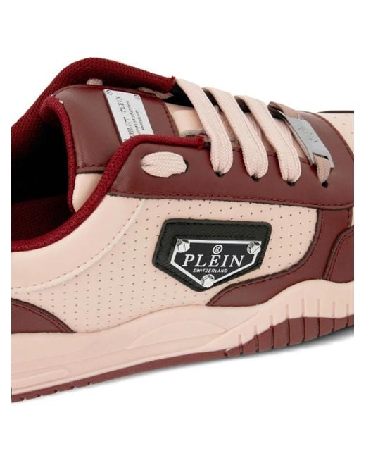 Philipp Plein Pink Street King Perforated Leather Sneakers