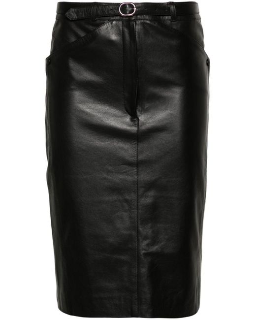 Manokhi Black Amra Belted Leather Skirt