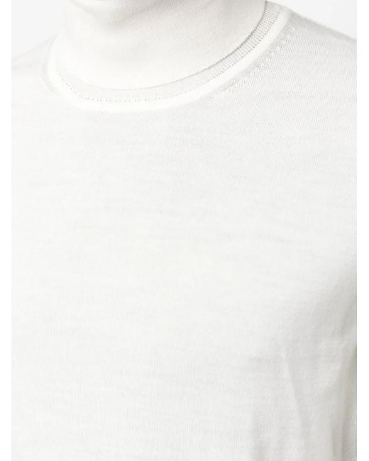 Boss White Virgin Wool Roll Neck Jumper for men