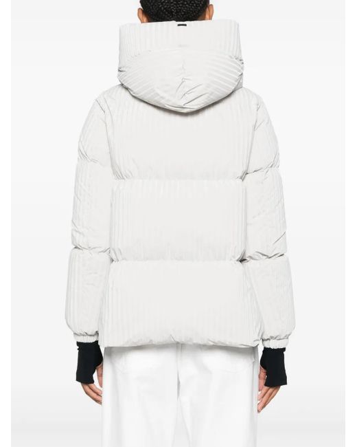 Herno White Matelassé-Effect Jumper Jacket