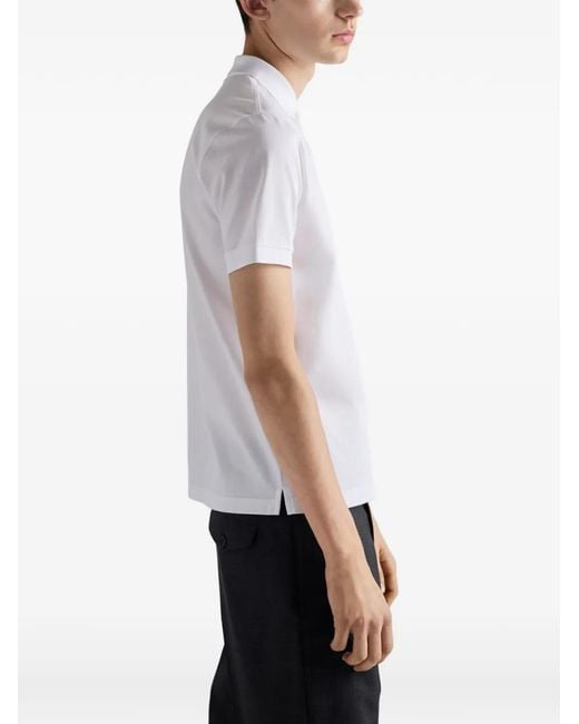 Polo con placa del logo Prada de hombre de color White