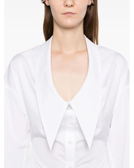 Viktor & Rolf White Dragged Neckline Shirt Dress