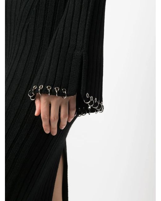 Patrizia Pepe Black Cut-Out Ribbed Midi Dress