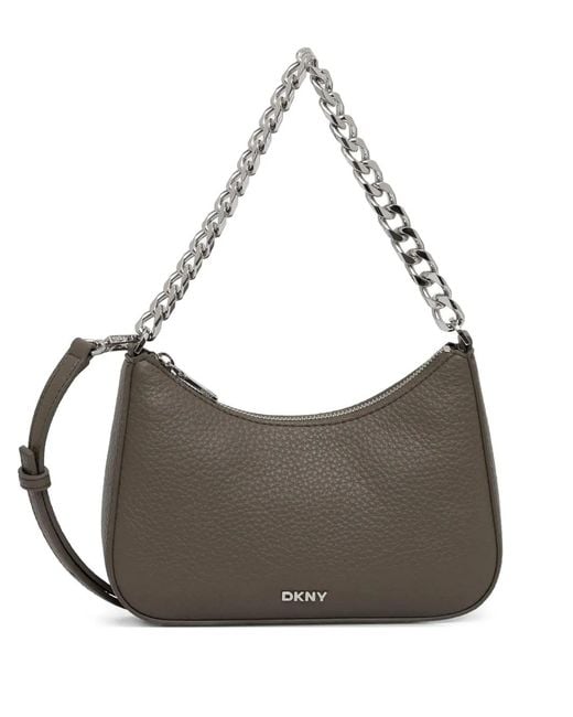 DKNY Gray Jenna Chain-Embellished Cross Body Bag