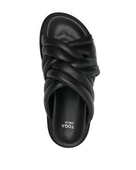Toga Virilis Black Interwoven-Design Slides for men