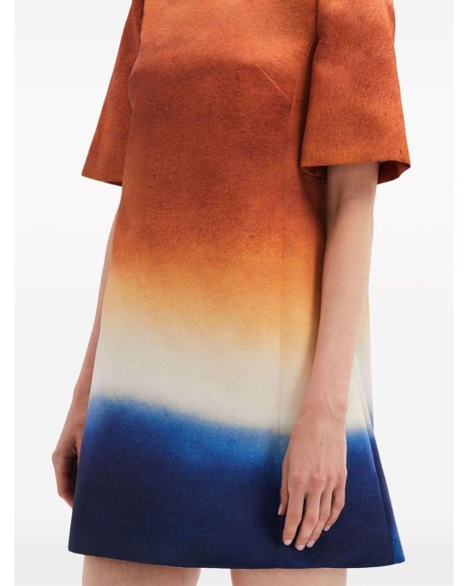 Robe courte à imprimé abstrait Oscar de la Renta en coloris Orange