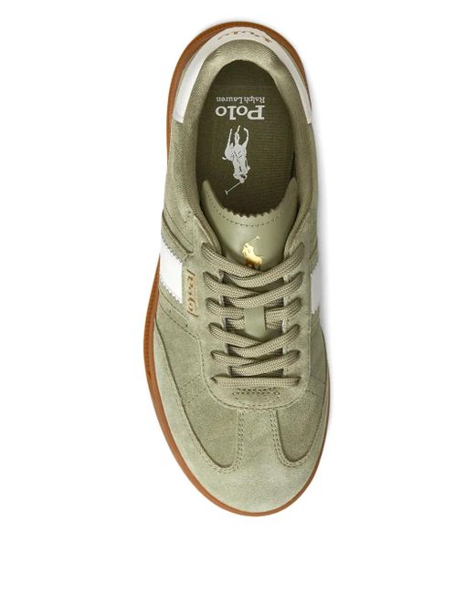 Polo Ralph Lauren Green Leather Panelled Sneakers