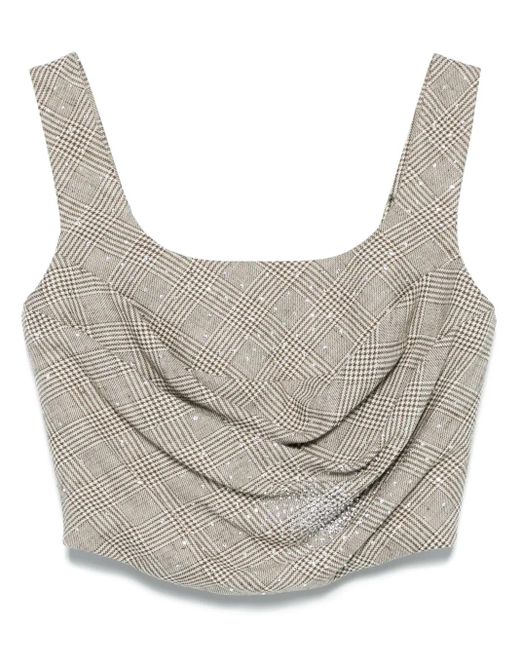GIUSEPPE DI MORABITO Gray Check-Pattern Corset Top
