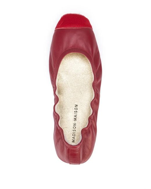Madison Maison Pink Contrast-Toe Wrinkled Ballet Flats