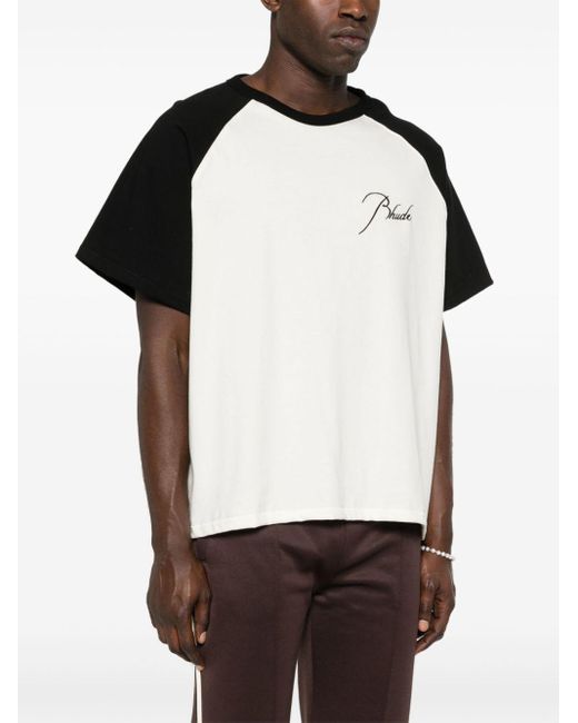 Camiseta con logo bordado Rhude de hombre de color Black