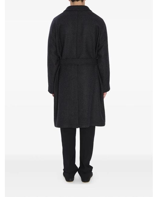 Tagliatore Black Salomon Belted Coat for men