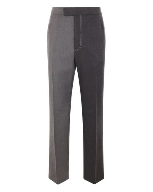 Thom Browne Gray Contrast Topstitching Trousers for men