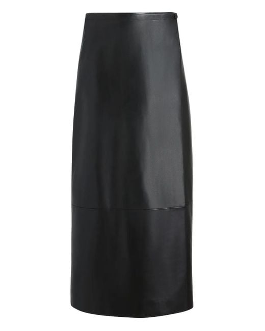 Khaite Black Panelled Wrap Midi Skirt