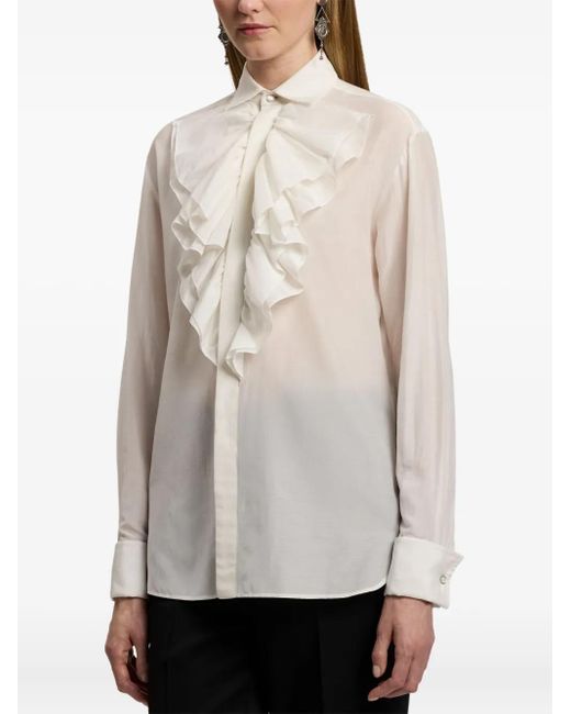 Ralph Lauren White Ruffled-Collar Shirt