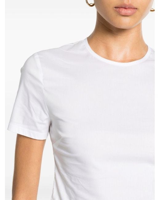 Pinko White Short-sleeve Cropped T-shirt