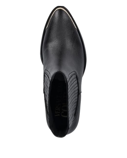 Versace Jeans Couture Black 85Mm Pointed-Toe Logo-Detail Boots