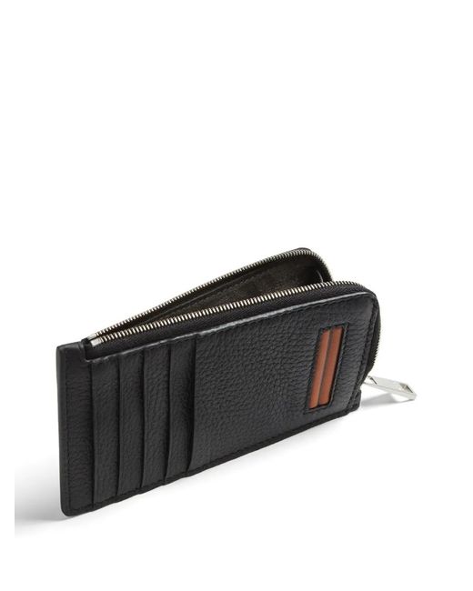 Zegna Black Stripe-Embellished Leather Wallet for men
