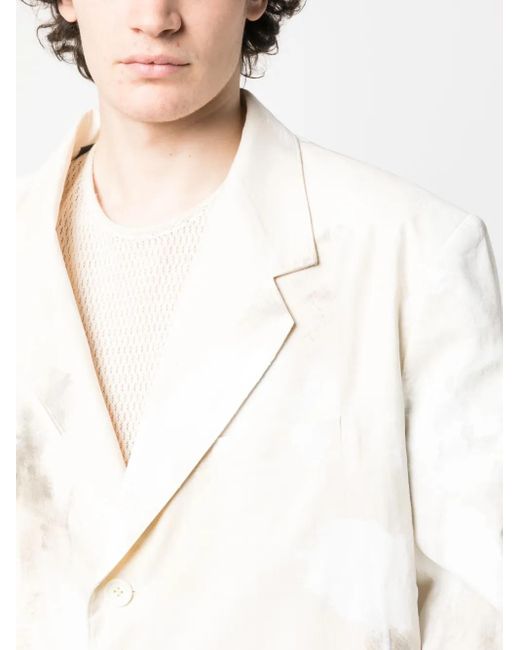 Yohji Yamamoto White Abstract-Print Jacket for men