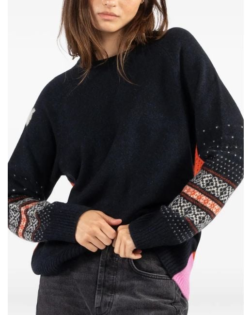 Freecity Blue Fair-Isle Crew-Neck Sweater
