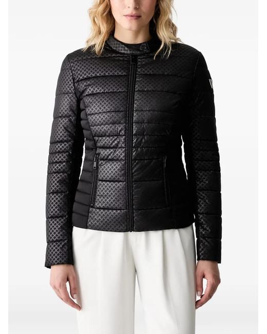 Guess Black Quilted Logo-Patch Puffer Jacket