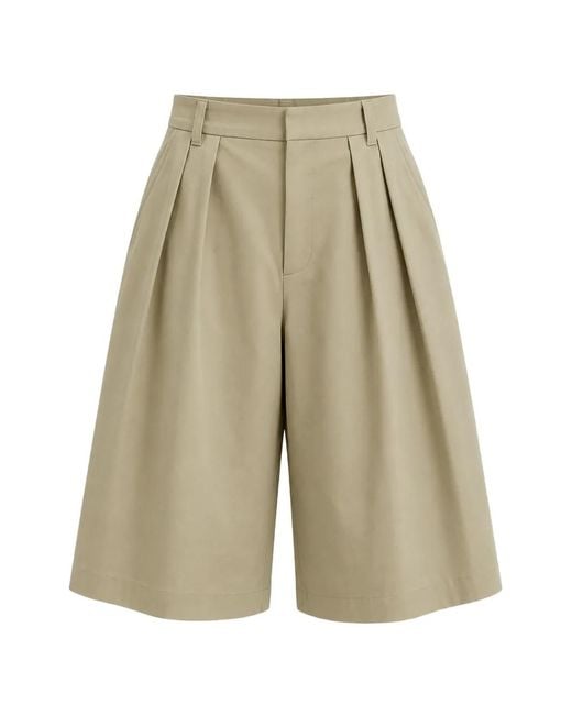 Tibi White Pleated Wide-Leg Shorts