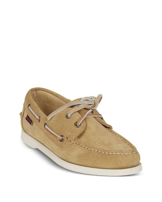 Sebago White Portland Suede Boat Shoes