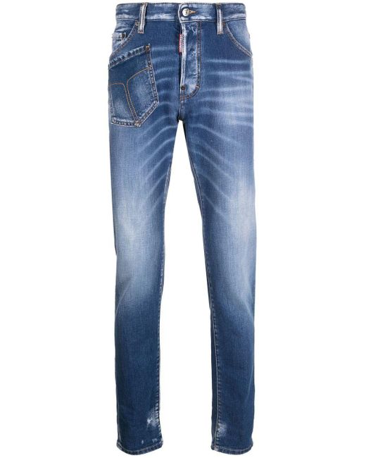 DSquared² Denim Gerade Jeans im Distressed-Look in Blau für Herren Herren Bekleidung Jeans Jeans mit Gerader Passform 