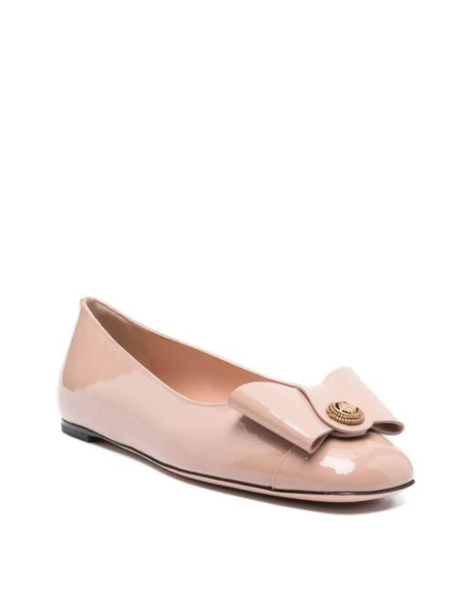 Bally Pink Bow-Embellished Ballet Flats