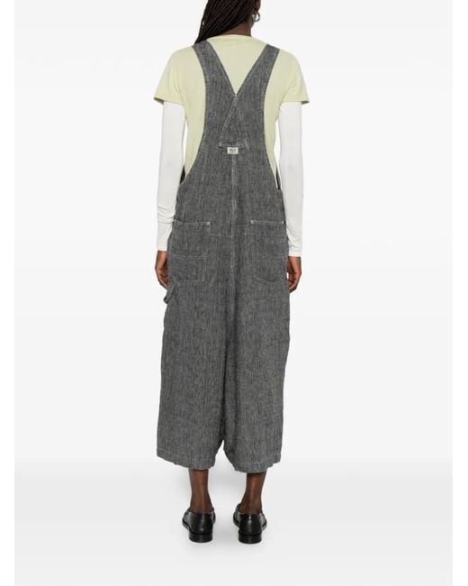 R13 Gray Button Bib Overall