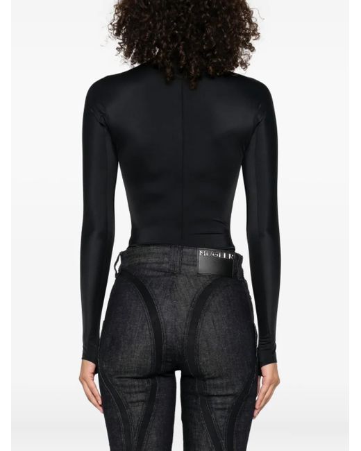Mugler Black Concealed Long-Sleeve Bodysuit
