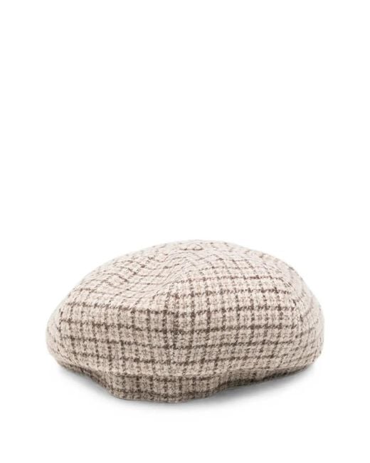 Eleventy Natural Check-Pattern Baker-Boy Cap for men