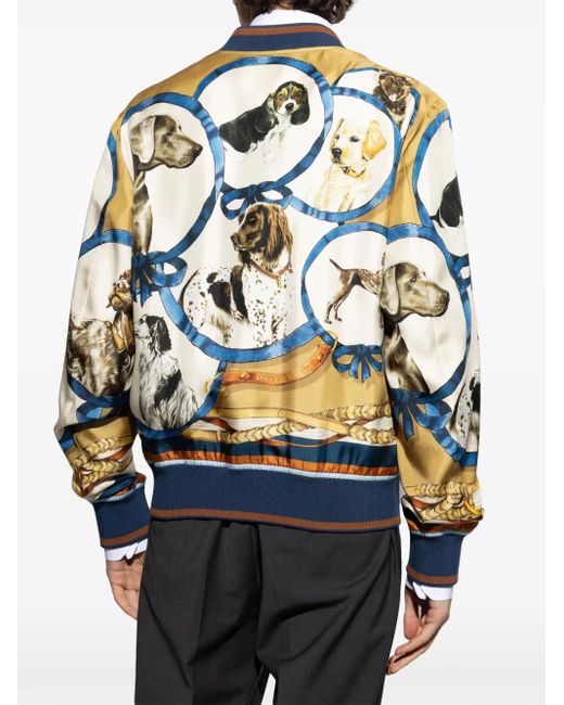 Dolce & Gabbana Blue Graphic-Print Bomber Jacket for men