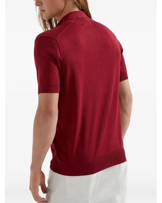 Brunello Cucinelli Red Logo-Print Polo Shirt for men