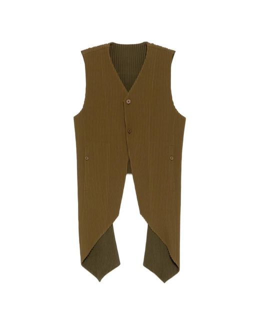 Homme Plissé Issey Miyake Green Pleated Vest for men