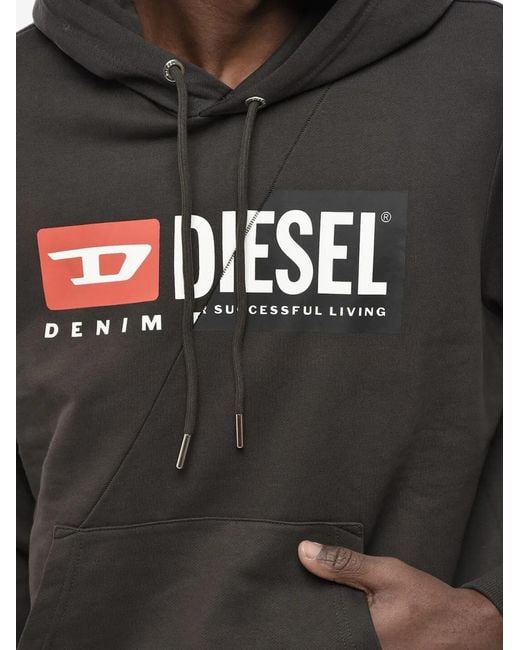 DIESEL Black Logo-Print Hoodie for men