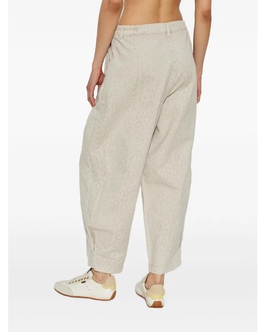 AllSaints White Becca Leopard-Print Trousers
