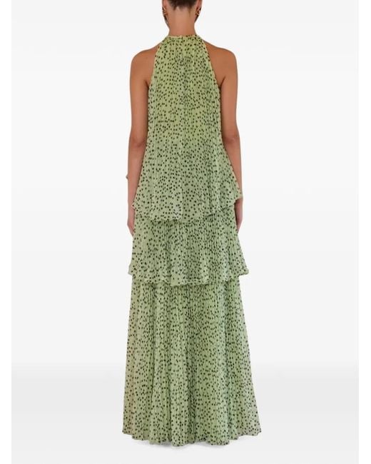Charo Ruiz Green Polka-Dot Pleated Maxi Dress