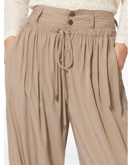 Isabel Marant Natural Inaya Wide-Leg Layered Waistband Pants