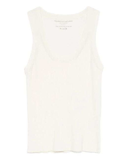 Majestic Filatures White Ribbed Cashmere Tank Top