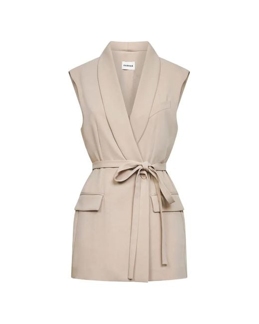 P.A.R.O.S.H. Natural Belted Sleeveless Top