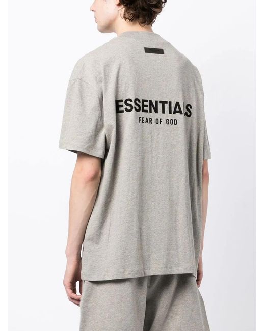Fear Of God Gray Logo-Print Cotton T-Shirt for men