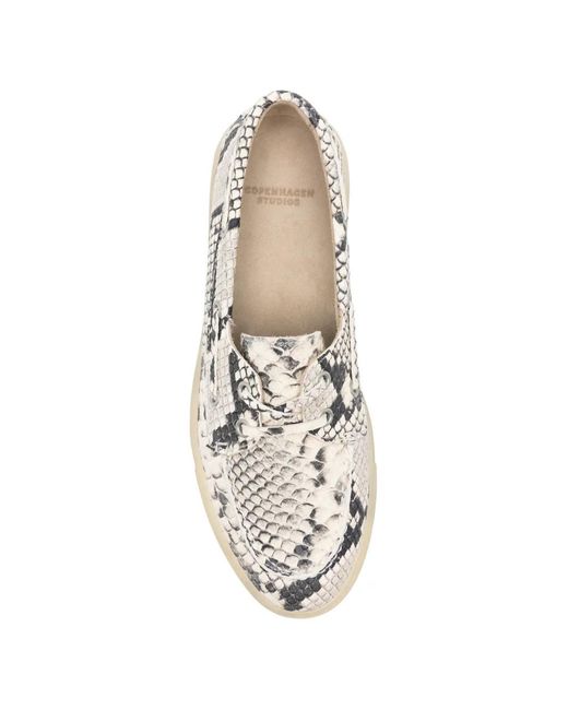 COPENHAGEN White Snake Leather Loafers