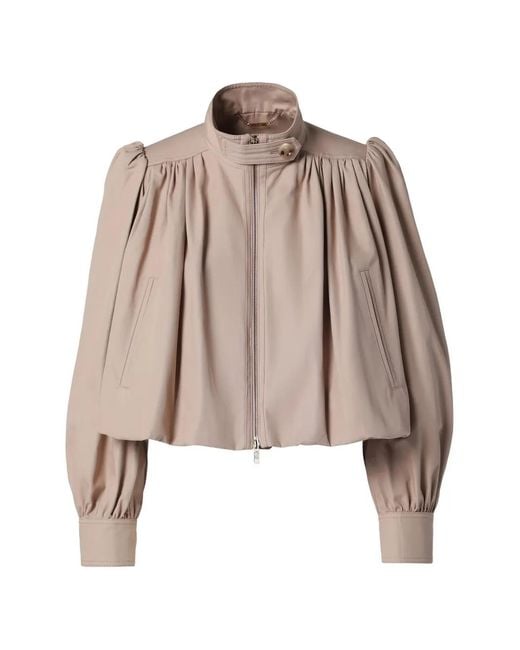 Chloé Natural Gathered Puff-Sleeve Jacket