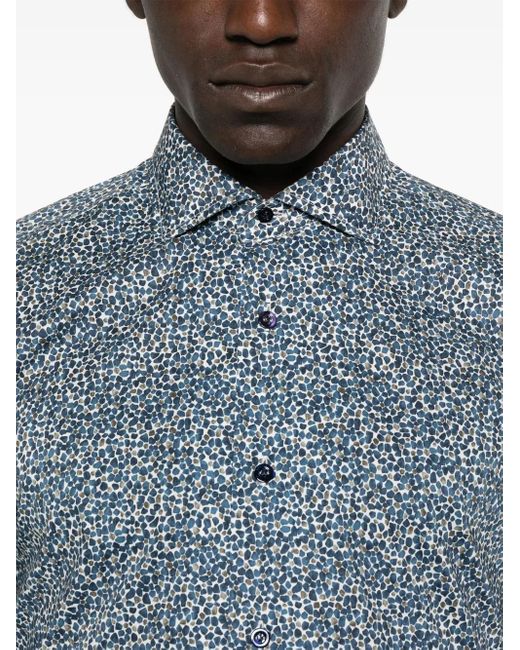 Mazzarelli Blue Abstract-Print Shirt for men