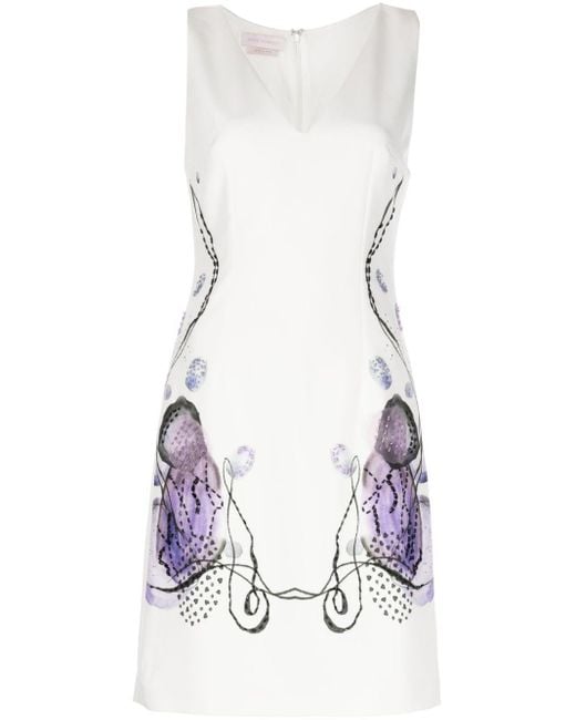 Saiid Kobeisy White Abstract-print Sleeveless Dress